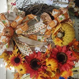 Fall Grapevine Wreath. 22" wide.